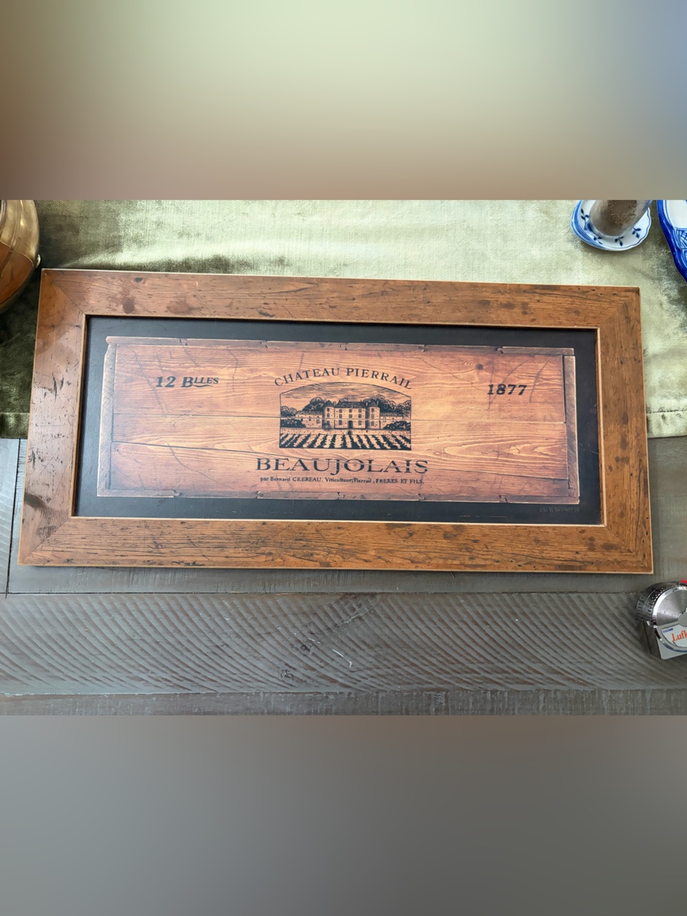 Beaujolais Framed Wood Wine Crate Art - Rustic Brown